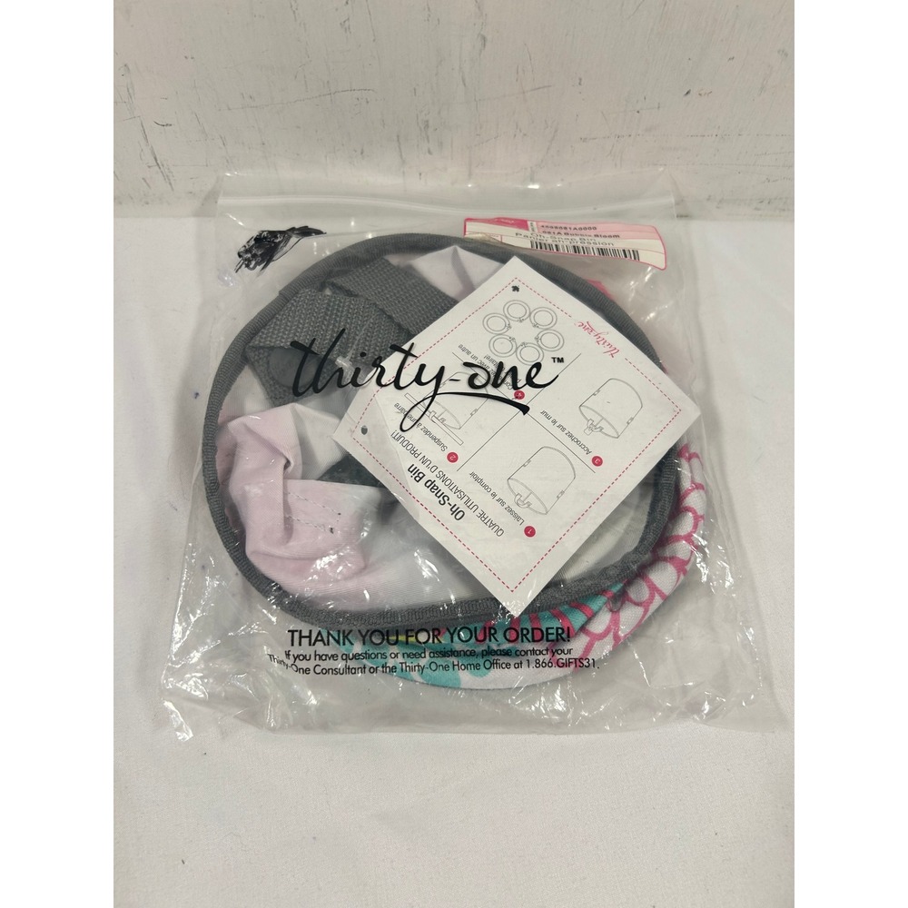 Thirty-One Oh-Snap Bin NWT Bubble Bloom Pink Teal Floral Hanging‎ Organizer Bin